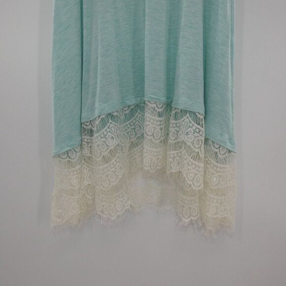 Vanity Sleeveless Soft Pastel Blue Green Criss Cross Lace Women's Size S - Picture 3 of 6